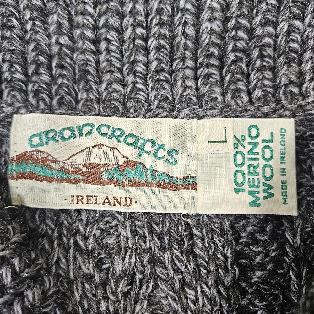 Aran Crafts Men's Charcoal Cable Knit Sweater